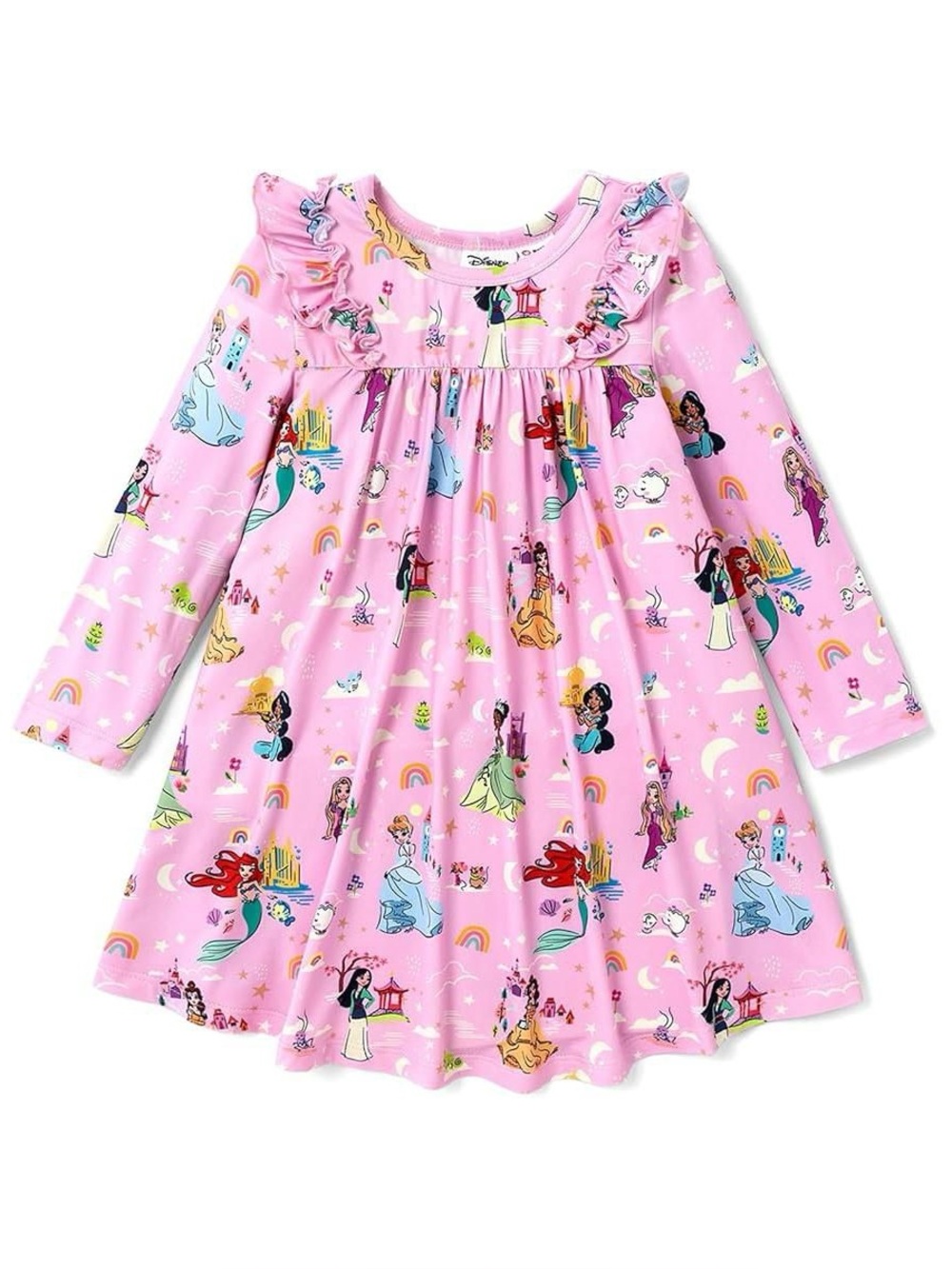 Disney Princess Kids Girls Skater Dresses Casual Sundresses Playwear Kids Pink